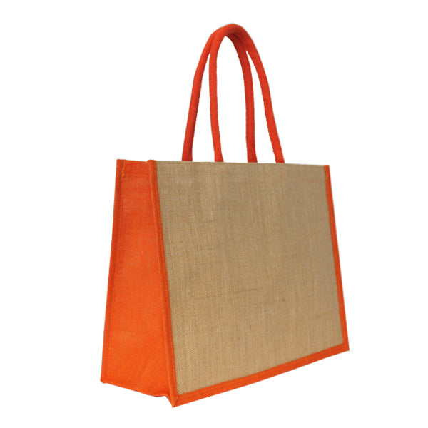 JNO4334 Natural & Orange Jute Bag