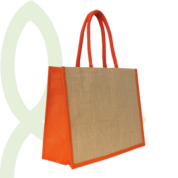 JNO4334 Natural & Orange Jute Bag