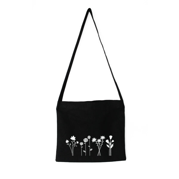 Black Cotton bag with Flowers