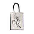 Black and White Jute Bag with Faces
